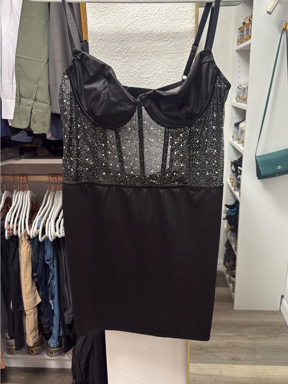 Forever 21 Black Glitter Bustier Mini Dress